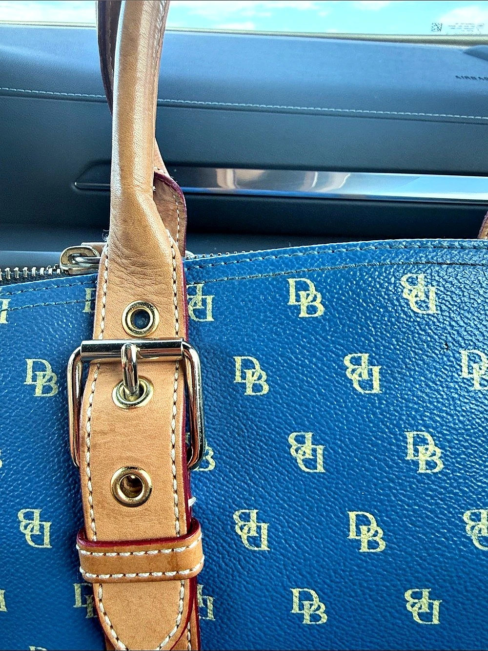 Dooney & Bourke Monogram Tote in Blue & Brown - Picture 6 of 13